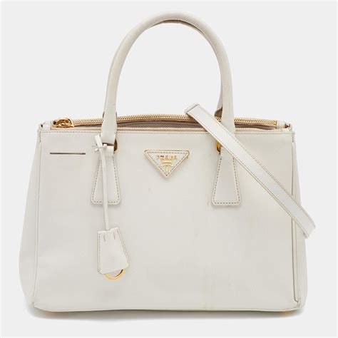 prada tote gardener medium saffiano leather white|Prada saffiano cuir leather tote.